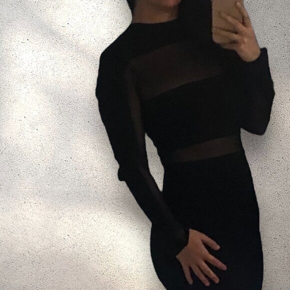 Marciano for Guess Black Long Sleeve Sheer Spandex Dress | Size Small (4/6) - Picture 5 of 10